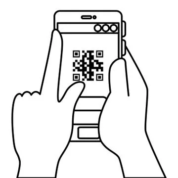 Hands and qr code inside smartphone vector design Stock-Illustration