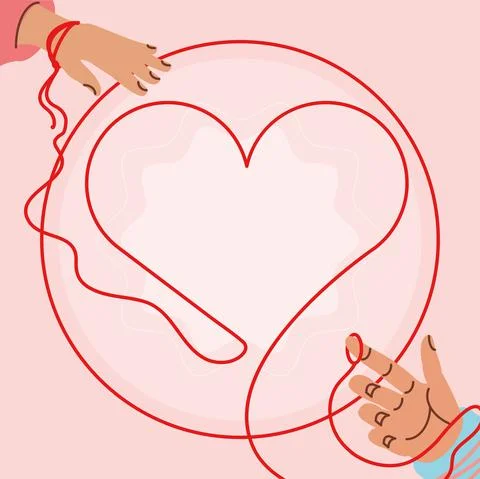 Hands and red string Stock Illustration