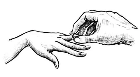 Hands and rings Illustrazione stock
