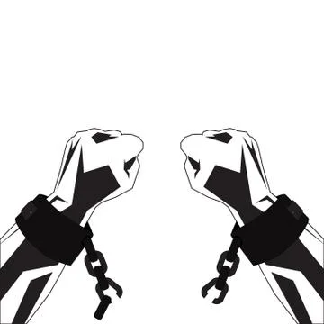 Hands and shackles Stock Illustration