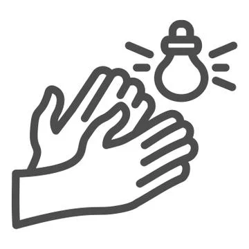 Hands and sound sensor line icon, smart home symbol, smart technology vector Stockillustratie
