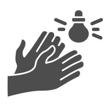 Hands and sound sensor solid icon, smart home symbol, smart technology vector Stockillustratie