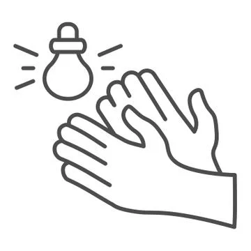 Hands and sound sensor thin line icon, smart home symbol, smart technology Stockillustratie