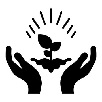 Hands and sprout solid icon. vector illustration isolated on white. glyph style Stockillustratie