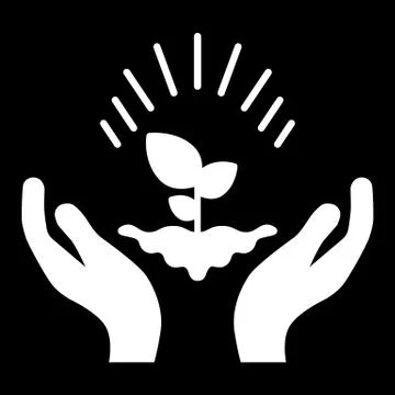 Hands and sprout solid icon. vector illustration isolated on black. glyph style Stock Illustration