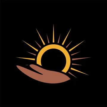 Hands and sunlight icon logo design template Stock Illustration