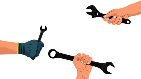 Hands and wrenches Stock Footage 329815908