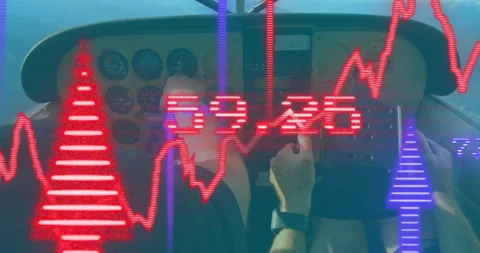 Hands appearing and rotating gauges while co-pilot managing yoke and throttle Stock Footage 315715984