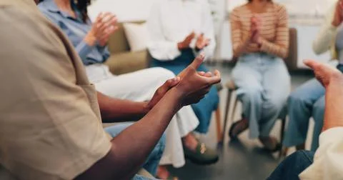 Hands, applause and support group in meeting, counseling and celebration fo.. Stock Photos