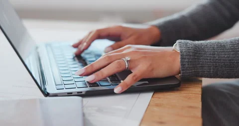 Hands, architect and typing in office with laptop, research and permit Stock Footage 341465888