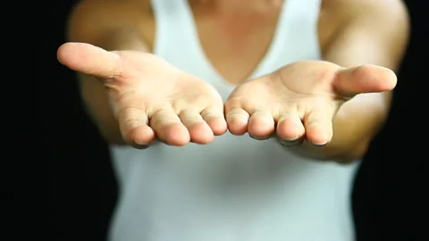 Hands  are begging , close up in studio  Chiangmai  Thailand Stock Footage 142681368