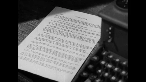 Hands are copying text on a typewriter, UK 1945 Stock Footage 133384974
