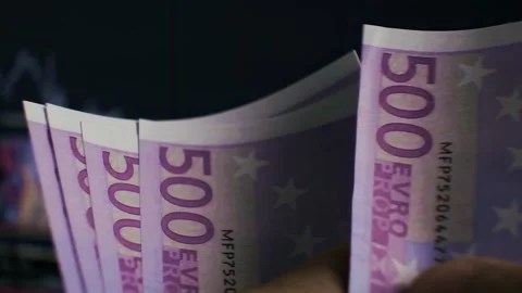 Hands are counting several 500 euro Stock Footage 329953222