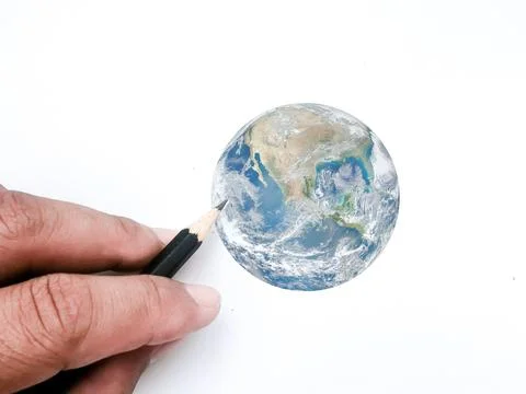 Hands are drawing the earth representing conservation Stock Photos