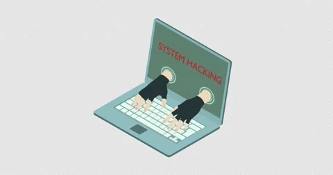 Hands are hacking a laptop in isometric. Stock Footage 146608964