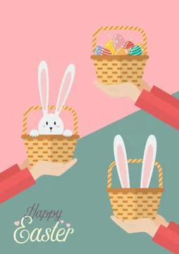 Hands are holding Easter baskets Stock Illustration