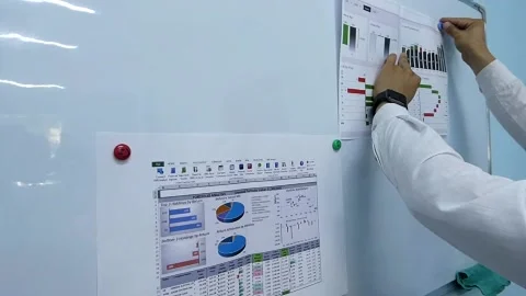 Hands are pinning a paper sheet to the study board. Stock Footage 157056814