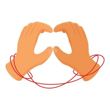 Hands are tied with red thread but making heart shape Illustrazione stock