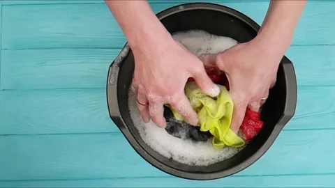 The hands are washed in a basin Stock Footage 86693906