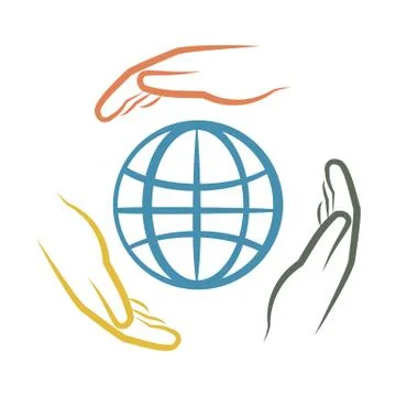 Hands around earth Stock Illustration