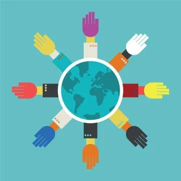 Hands around the globe. Stock Illustration