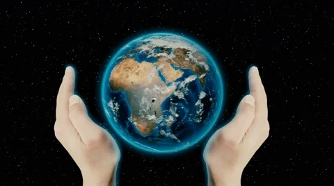 Hands around spinning earth in space. Stock Footage 62270548