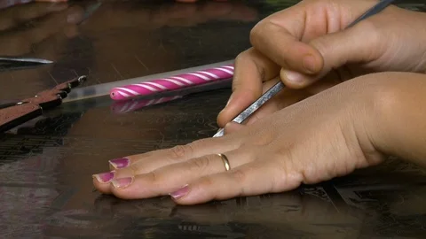 The hands of an artist on a surface Stock Footage 112677335