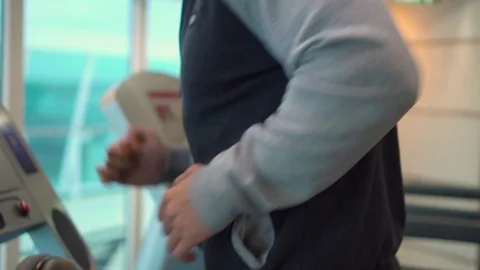 Hands of an athlete in motion while running on a treadmill Stock Footage 109063741