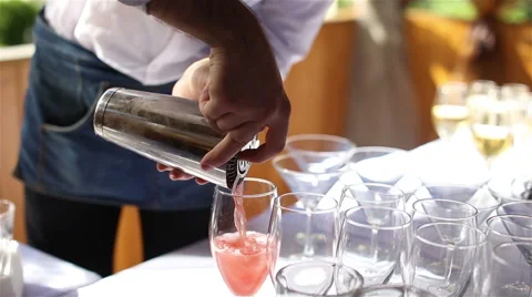 Hands bartender at the reception Stock Footage 66694098