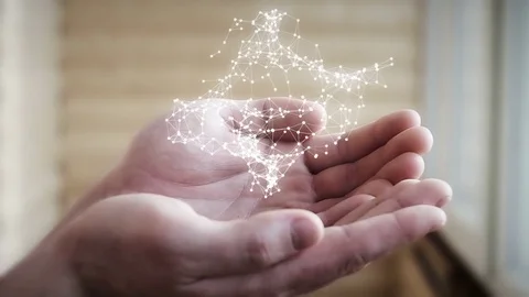 Hands with beautiful abstract connection Stock Footage 73347677