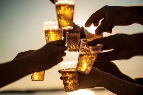 Hands with beer Foto stock