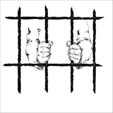 Hands Behind Bars Illustrazione stock