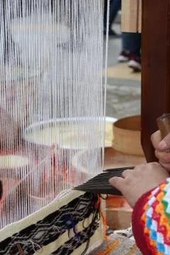 Hands of berber woman weaves mats Stock Photos