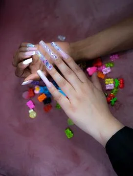 Hands between colors Stock Photos