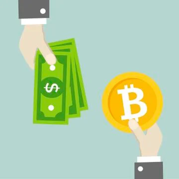 Hands Bitcoin Exchange Stock Illustration