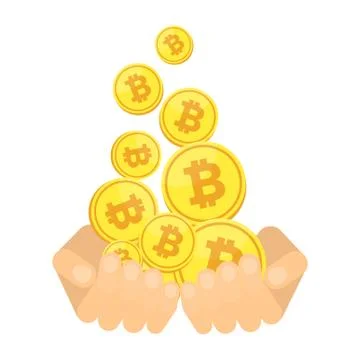 Hands with bitcoin Stock-Illustration