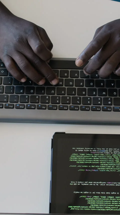 Hands Of Black Programmer Typing Code Stock Footage 285706353