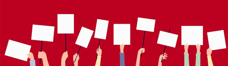 Hands with blank posters set. Billboard and banner for messages Stock Illustration