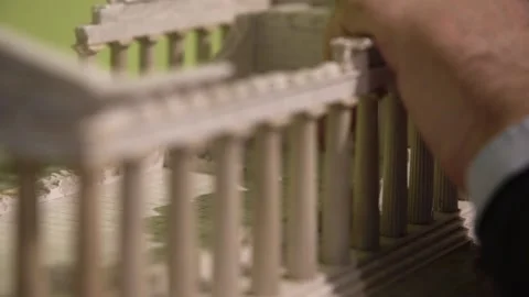 Hands of blind man touching the Parthenon at the Tactual Museum of Greece Stock Footage 140990288