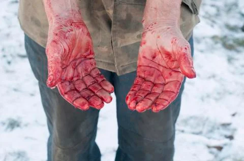 Hands with blood Stock Photos