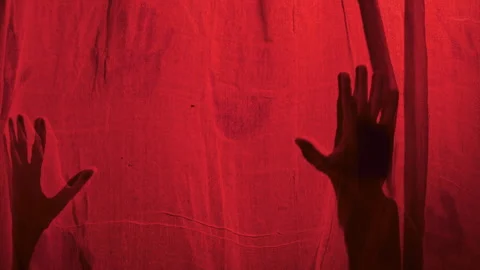 Hands On Blood Red Canvas Stock-Footage 252742836