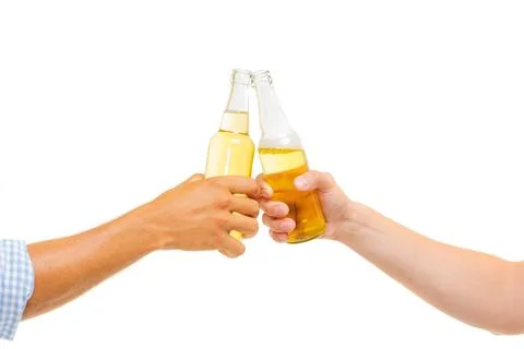 Hands with bottles Stock Photos