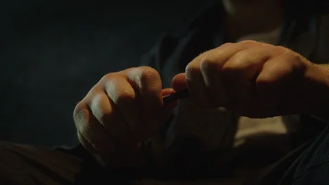 Hands break pencil Stock Footage 112107046