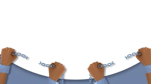 Hands Breaking Chains Symbolizing Freedom and Emancipation Day Celebration. Stock Footage 343602572