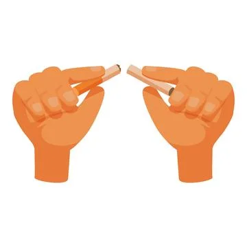 Hands breaking cigarette in half to quit smoking addiction Stock Illustration