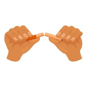 Hands breaking cigarette in half on white background, quitting smoking concep Stock Illustration