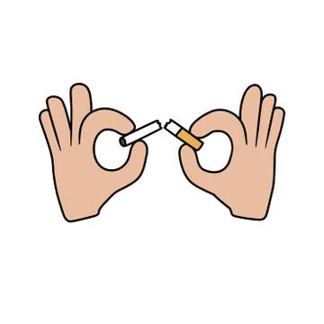 Hands breaking the cigarette イラスト素材