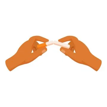 Hands breaking cigarette, quitting smoking and healthy lifestyle concept Stock Illustration