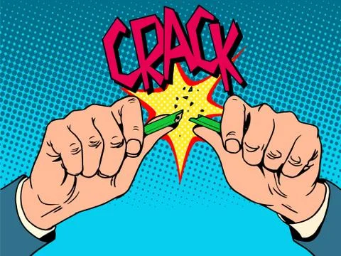 Hands breaking pencil. Creative process business concept Stock Illustration