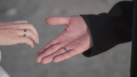 Hands of the bride and groom close-up Stock Footage 129236730